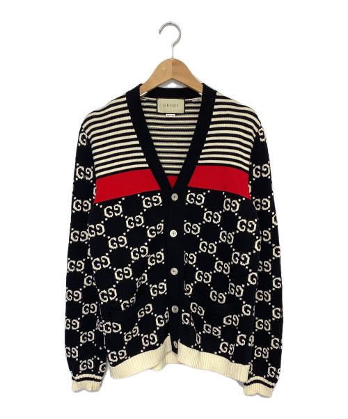 GUCCI（グッチ）GUCCI (グッチ) GGストライプニットカーディガン ネイビー サイズ:Sの古着・服飾アイテム