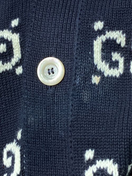GUCCI（グッチ）GUCCI (グッチ) GGストライプニットカーディガン ネイビー サイズ:Sの古着・服飾アイテム