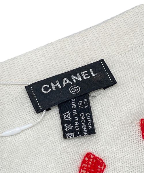 CHANEL（シャネル）CHANEL (シャネル) コットンカシミヤココマークストール ホワイト×ネイビー サイズ:- 未使用品の古着・服飾アイテム