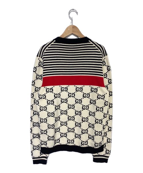 GUCCI（グッチ）GUCCI (グッチ) GGジャガードボーダーニット ホワイト サイズ:Ｍの古着・服飾アイテム