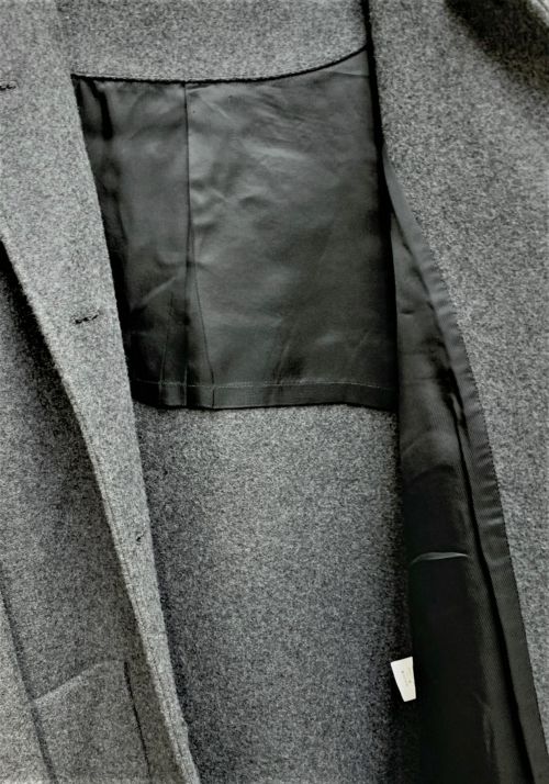 CELINE（セリーヌ）CELINE (セリーヌ) レザー切り替えウールコート グレー サイズ:42の古着・服飾アイテム