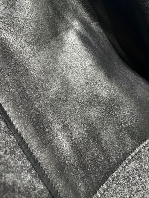 CELINE（セリーヌ）CELINE (セリーヌ) レザー切り替えウールコート グレー サイズ:42の古着・服飾アイテム