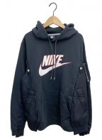 sacaiサカイ）の古着「×NIKE ロゴプリントカスタムパーカー」｜ブラック