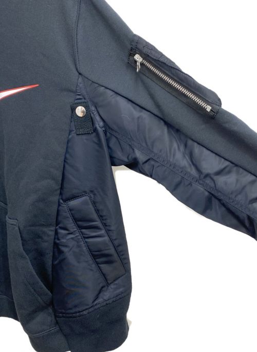 sacai（サカイ）sacai (サカイ) ×NIKE ロゴプリントカスタムパーカー ブラック サイズ:2の古着・服飾アイテム