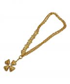 CHANELシャネル）の古着「フラワーラインストーンチェーンベルト」｜ゴールド
