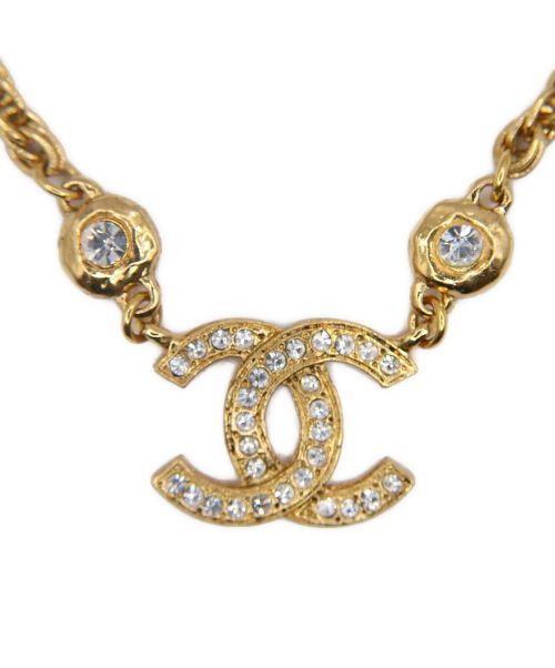 CHANEL（シャネル）CHANEL (シャネル) ココマークラインストーンネックレス ゴールド サイズ:-の古着・服飾アイテム