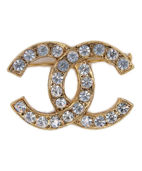 CHANEL（シャネル）CHANEL (シャネル) ラインストーンココマークブローチ ゴールドの古着・服飾アイテム