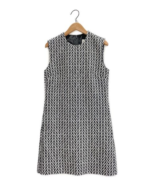 VALENTINO（ヴァレンティノ）VALENTINO (ヴァレンティノ) オプティカルヴァレンティノブークレショートドレス ホワイト×ブラック サイズ:36の古着・服飾アイテム