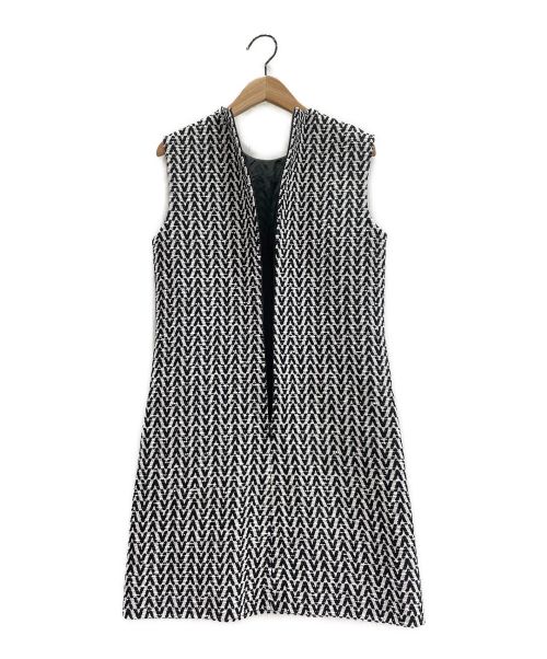 VALENTINO（ヴァレンティノ）VALENTINO (ヴァレンティノ) オプティカルヴァレンティノブークレショートドレス ホワイト×ブラック サイズ:36の古着・服飾アイテム