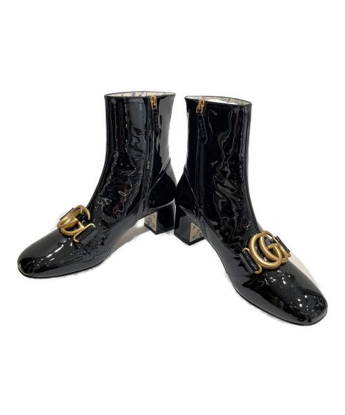 GUCCI（グッチ）GUCCI (グッチ) ダブルGパテントアンクルブーツ ブラック サイズ:37 1/2の古着・服飾アイテム