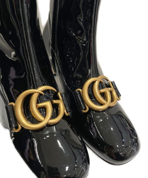 GUCCI（グッチ）GUCCI (グッチ) ダブルGパテントアンクルブーツ ブラック サイズ:37 1/2の古着・服飾アイテム
