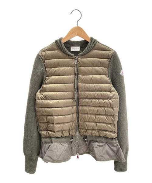 MONCLER（モンクレール）MONCLER (モンクレール) フリル付き切替ダウンニット カーキ サイズ:Mの古着・服飾アイテム