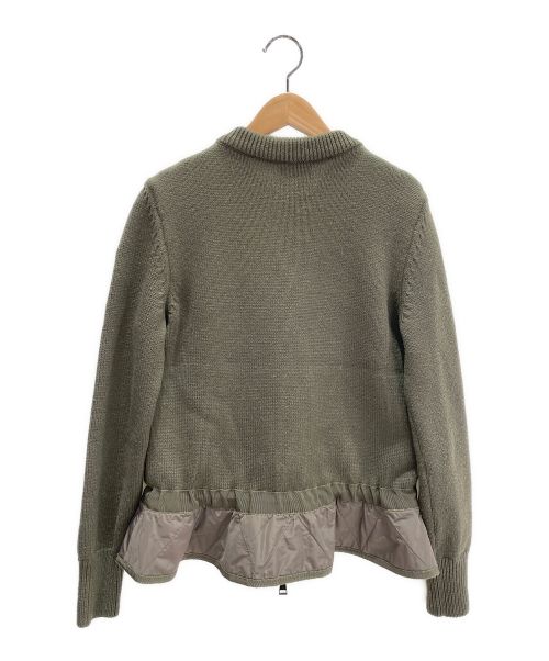 MONCLER（モンクレール）MONCLER (モンクレール) フリル付き切替ダウンニット カーキ サイズ:Mの古着・服飾アイテム