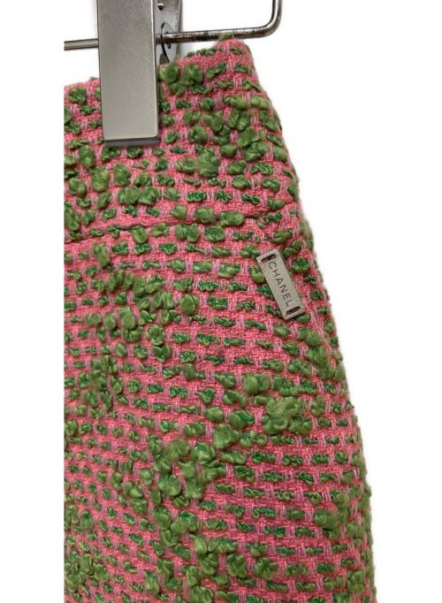 CHANEL（シャネル）CHANEL (シャネル) ツイードセットアップ グリーン×ピンク サイズ:36の古着・服飾アイテム