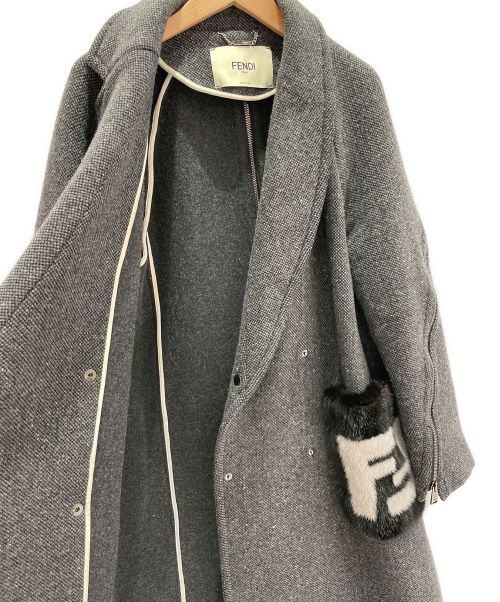 FENDI（フェンディ）FENDI (フェンディ) ポケットファーコート グレー サイズ:36の古着・服飾アイテム