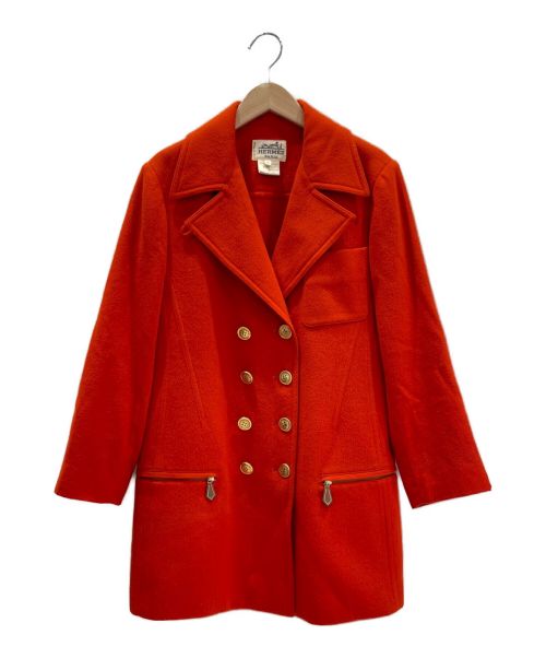 HERMES（エルメス）HERMES (エルメス) ダブルボタンコート オレンジ サイズ:38の古着・服飾アイテム