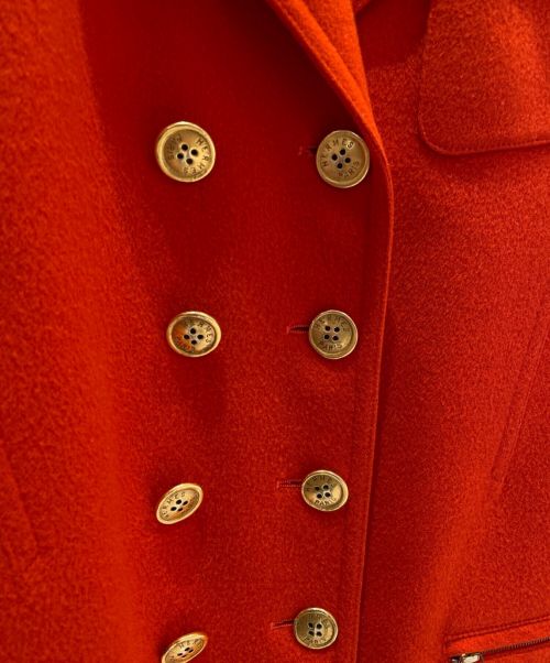 HERMES（エルメス）HERMES (エルメス) ダブルボタンコート オレンジ サイズ:38の古着・服飾アイテム