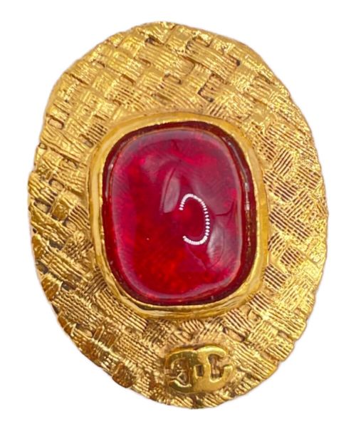 CHANEL（シャネル）CHANEL (シャネル) ヴィンテージストーンイヤリング レッドの古着・服飾アイテム