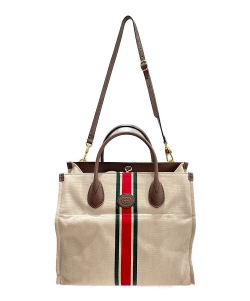 GUCCI（グッチ）GUCCI (グッチ) 2wayトートバッグ ベージュ サイズ:-の古着・服飾アイテム
