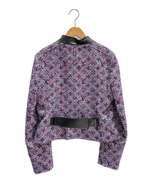 LOUIS VUITTON（ルイ ヴィトン）LOUIS VUITTON (ルイ ヴィトン) ツイードモノグラム柄ジャケット ネイビー×レッド サイズ:38の古着・服飾アイテム
