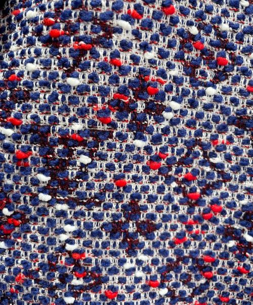 LOUIS VUITTON（ルイ ヴィトン）LOUIS VUITTON (ルイ ヴィトン) ツイードモノグラム柄ジャケット ネイビー×レッド サイズ:38の古着・服飾アイテム
