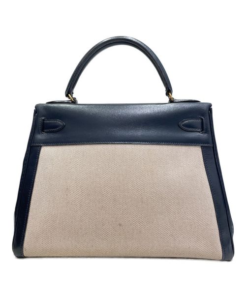 HERMES（エルメス）HERMES (エルメス) ケリー28 ネイビー×ベージュ サイズ:28の古着・服飾アイテム