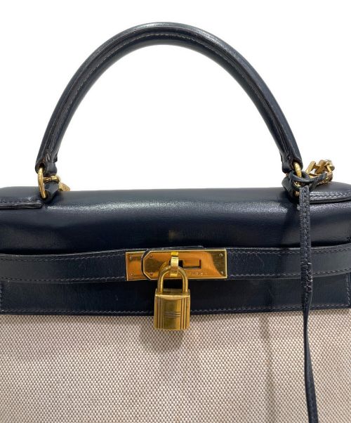 HERMES（エルメス）HERMES (エルメス) ケリー28 ネイビー×ベージュ サイズ:28の古着・服飾アイテム