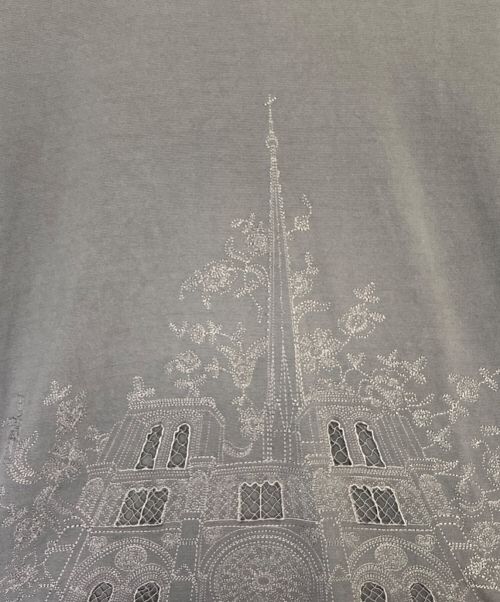 LOUIS VUITTON（ルイ ヴィトン）LOUIS VUITTON (ルイ ヴィトン) Embroidery Notre Dame Cathedral Tee グレー サイズ:Mの古着・服飾アイテム