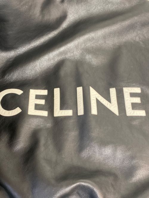 CELINE（セリーヌ）CELINE (セリーヌ) ロゴオーバーサイズレザーフーディ ブラック サイズ:48の古着・服飾アイテム