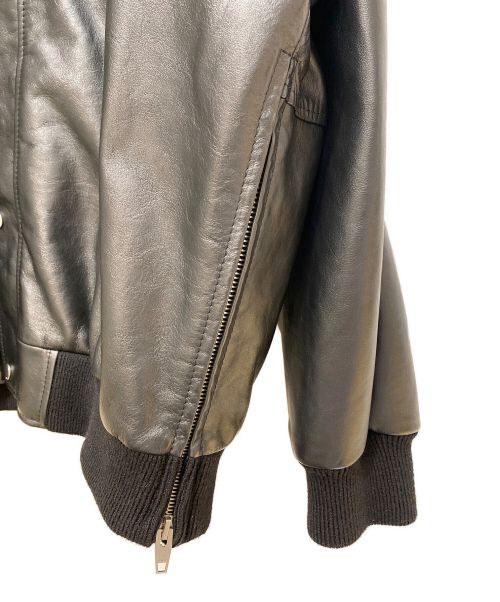 CELINE（セリーヌ）CELINE (セリーヌ) ロゴオーバーサイズレザーフーディ ブラック サイズ:48の古着・服飾アイテム