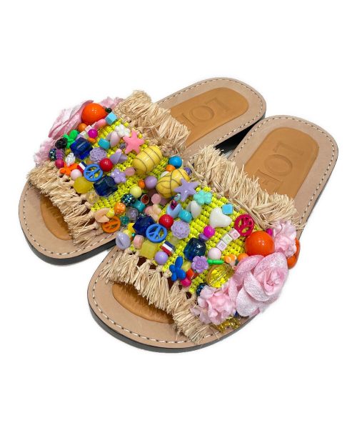 LOEWE（ロエベ）LOEWE (ロエベ) BEADED RAFFIA MULE ベージュ サイズ:40の古着・服飾アイテム