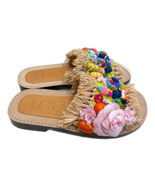 LOEWE（ロエベ）LOEWE (ロエベ) BEADED RAFFIA MULE ベージュ サイズ:40の古着・服飾アイテム