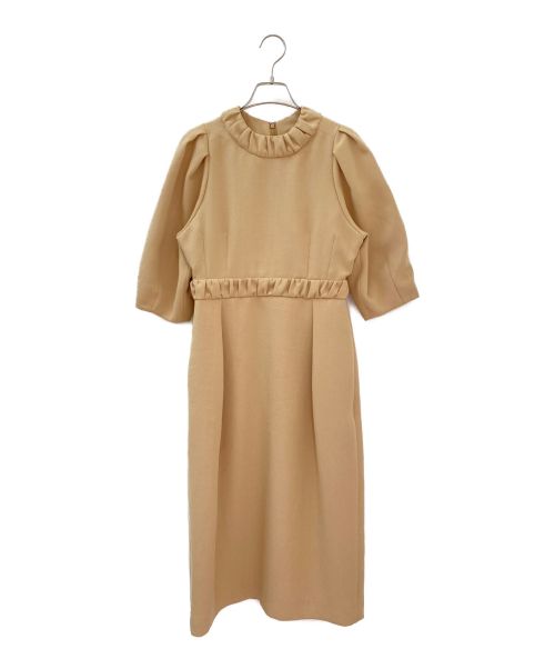 COLUMN（コラム）COLUMN (コラム) ネックギャザーワンピース ベージュ サイズ:36の古着・服飾アイテム