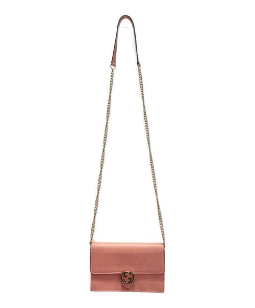 GUCCI（グッチ）GUCCI (グッチ) インターロッキングGチェーンウォレット ピンク サイズ:-の古着・服飾アイテム