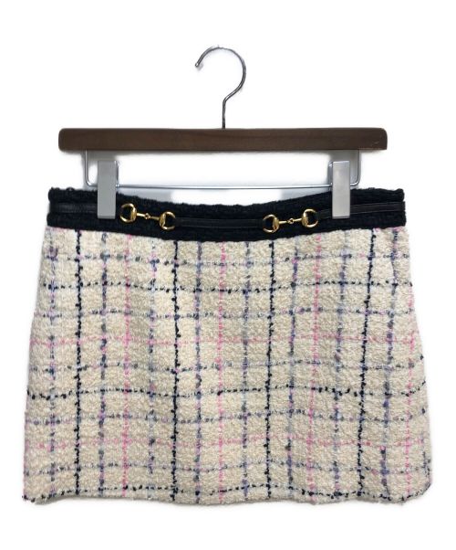 GUCCI（グッチ）GUCCI (グッチ) ツイードミニスカート ホワイト サイズ:42 未使用品の古着・服飾アイテム