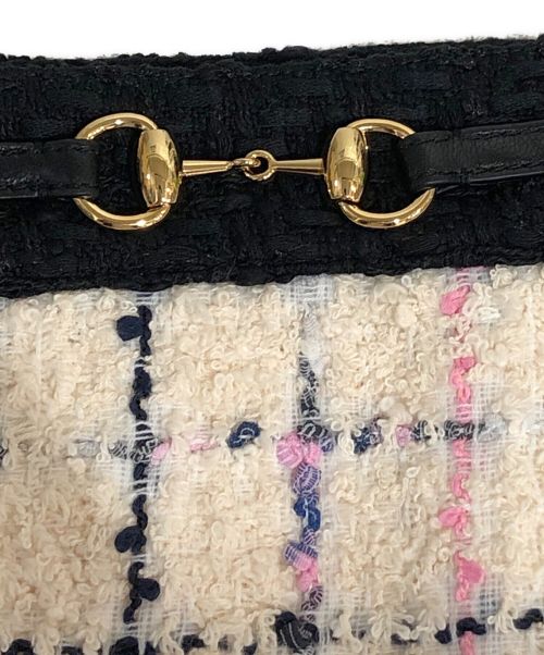 GUCCI（グッチ）GUCCI (グッチ) ツイードミニスカート ホワイト サイズ:42 未使用品の古着・服飾アイテム