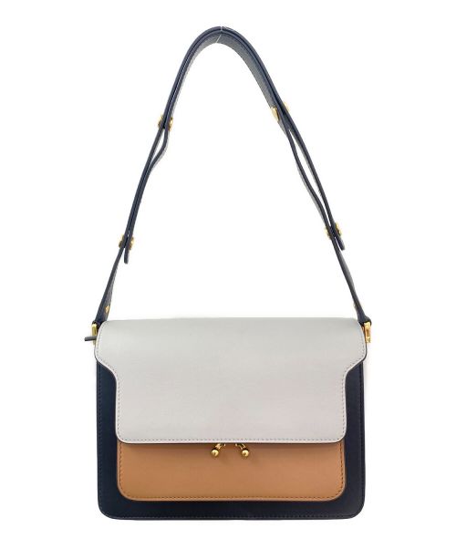 MARNI（マルニ）MARNI (マルニ) トランクミディアムレザーバッグ ブラック×ホワイト×ブラウン サイズ:Mediumの古着・服飾アイテム