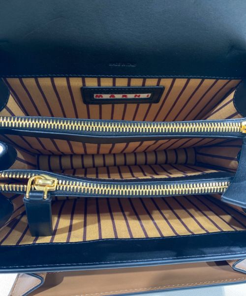 MARNI（マルニ）MARNI (マルニ) トランクミディアムレザーバッグ ブラック×ホワイト×ブラウン サイズ:Mediumの古着・服飾アイテム