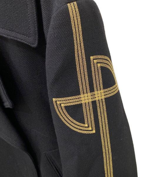 patou（パトゥ）patou (パトゥ) 刺繍ロゴ入りオーバーサイズピーコート ブラック サイズ:36の古着・服飾アイテム
