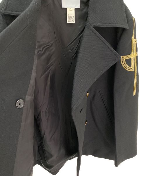 patou（パトゥ）patou (パトゥ) 刺繍ロゴ入りオーバーサイズピーコート ブラック サイズ:36の古着・服飾アイテム