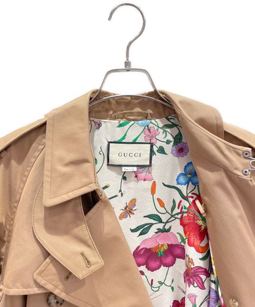 GUCCI（グッチ）GUCCI (グッチ) Floral Pattern Lining Trench Coat ベージュ サイズ:42の古着・服飾アイテム