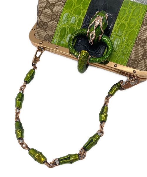 GUCCI（グッチ）GUCCI (グッチ) バンブーチェーンハンドバッグ ベージュ×グリーン サイズ:-の古着・服飾アイテム