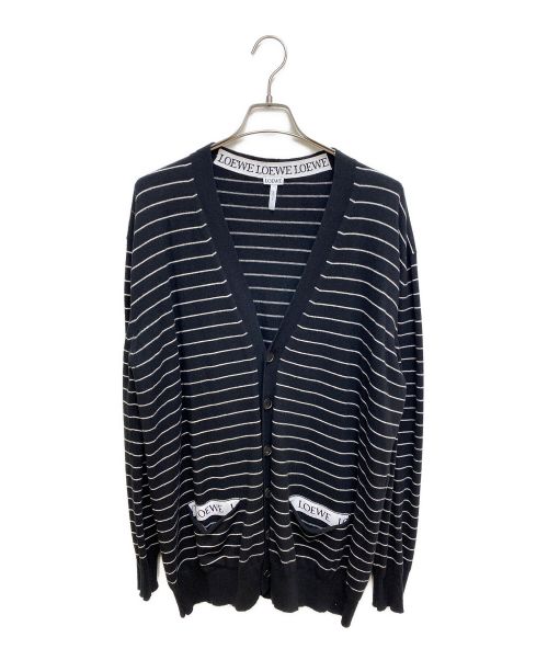 LOEWE（ロエベ）LOEWE (ロエベ) ボーダーカーディガン ブラック サイズ:Lの古着・服飾アイテム