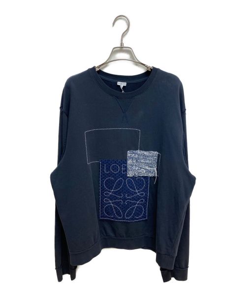 LOEWE（ロエベ）LOEWE (ロエベ) パッチワークアナグラム刺繍スウェット ネイビー サイズ:XLの古着・服飾アイテム