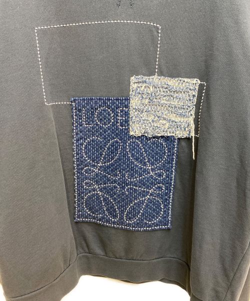 LOEWE（ロエベ）LOEWE (ロエベ) パッチワークアナグラム刺繍スウェット ネイビー サイズ:XLの古着・服飾アイテム