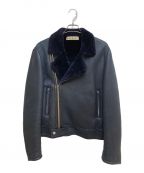 MARNIマルニ）の古着「ボアレザージャケット」｜ネイビー