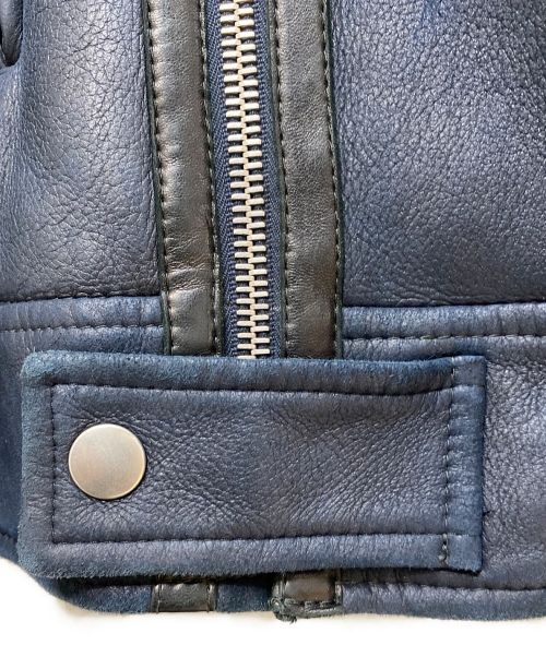 MARNI（マルニ）MARNI (マルニ) ボアレザージャケット ネイビー サイズ:48の古着・服飾アイテム