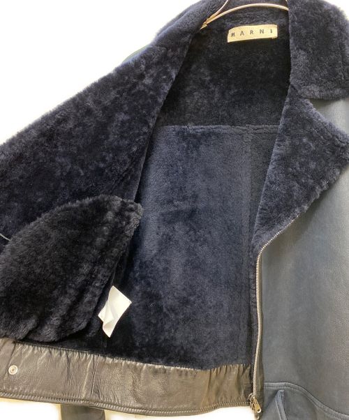 MARNI（マルニ）MARNI (マルニ) ボアレザージャケット ネイビー サイズ:48の古着・服飾アイテム