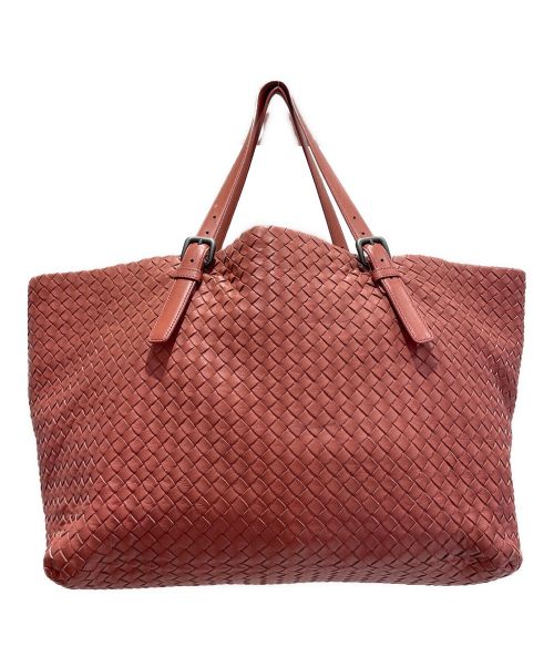 BOTTEGA VENETA（ボッテガベネタ）BOTTEGA VENETA (ボッテガベネタ) イントレチャートトートバッグ ブラウンの古着・服飾アイテム