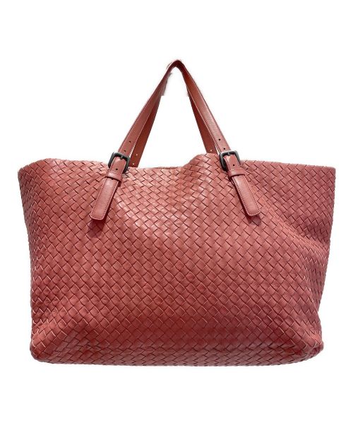 BOTTEGA VENETA（ボッテガベネタ）BOTTEGA VENETA (ボッテガベネタ) イントレチャートトートバッグ ブラウンの古着・服飾アイテム